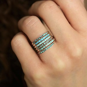 Silver Turquoise Ring. Raw Uncut Silver Unique Turquoise Band Ring. Alternative Unique Arizona Sleeping Beauty Turquoise Wedding Band Ring - Etsy