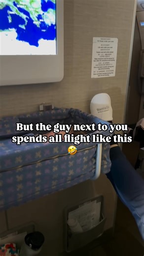 But my baby actually slept in the bassinet this flight 🥳 Follow for baby travel tips! Securing the bassinet for your baby ⬇️ 👏 available on long haul flights 👏 usually free 👏 you have to call to reserve and it’s not guaranteed 👏 available on first come first serve basis 👏 only way to guarantee the seats that the whole family seats together is to pay for the bulkhead seats. Still doesn’t guarantee the bassinet but at least you’ll have the seats 👏 can only be used when the seatbelt sign isn