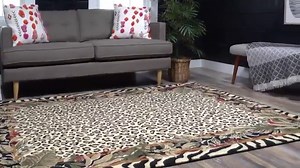 Unique Loom Wildlife Collection Animal Inspired with Cheetah Bordered Design Area Rug (3' 3 x 5' 3 Rectangular, Ivory/Black)