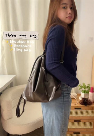Stylish 3-in-1 Bag: Shoulder, Sling, and Backpack