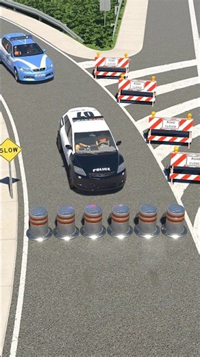Police cars VS Bollards 🔥 Car Driving Game Simulator - Beamng Drive Video
