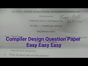 Compiler Design(23-1-25) Question paper Analysis