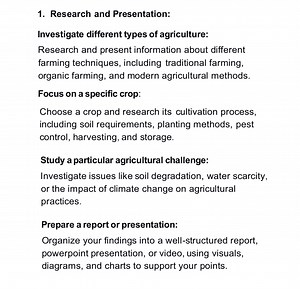 Agriculture Research and Presentation TasksResearch and Prese... | Filo