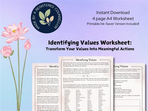 Identifying Your Values Worksheet – Self-reflection Tool for Clarity, Authentic Living, and Personal Growth - Etsy Australia