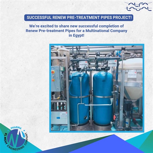 We are glad to share new successful completion of @Alfa Laval Renew Pretreatment Pipes Project. Thank you to our Pharma Utility Team for their technical excellence that made this achievement possible. #ElMehy_Team #ElMehy_Pharma #Pharma #AlfaLaval | ElMehy Engineering Company