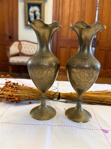 Vintage Brass Vases- Set of 2 - Etsy