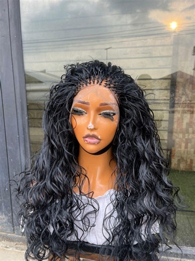 Loose Deep Synthetic Curls Micro Braids Wig Front Lace - Etsy