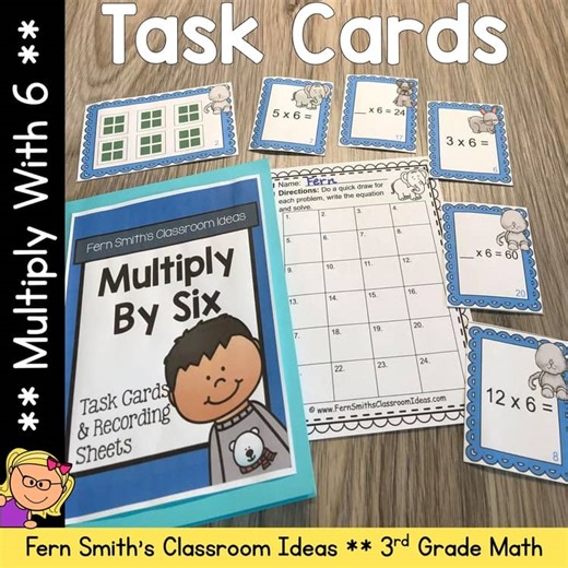 Multiply With 6 Task Cards for Third Grade