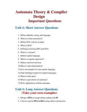 Automata Theory and Compiler Design Important Questions || AT & CD Important Questions || ATCD ||