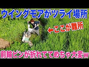 【草刈り】ウイングモアでツライ場所の草刈り 前輪ピン折れてるの気付かずに更にキツかったｗ お米作り奮闘記#741