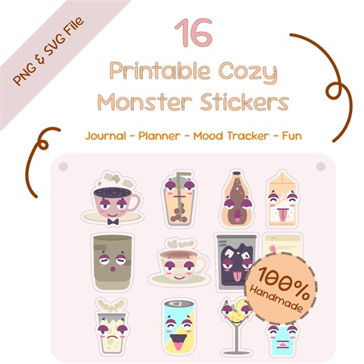 Printable Digital Sticker – Cozy Drink Planner Stickers (PNG, PDF, SVG) - Etsy