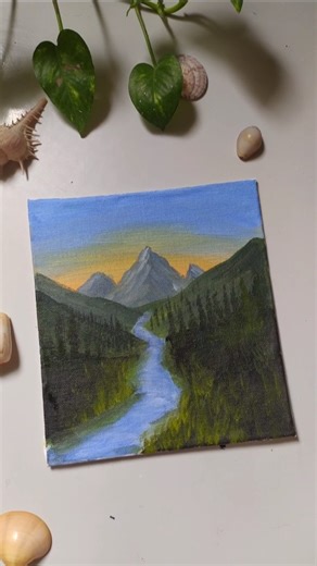 Easy landscape painting #shorts #shortsfeed #landscape #painting #art #viral #artist #drawing