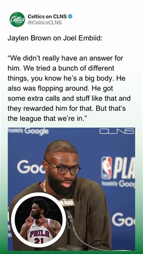 Jaylen Brown: Refs rewarded Joel Embiid for FLOPPING