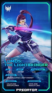 Darkness is no match for Lumos. With unwavering composure and razor-sharp focus, she illuminates the path ahead. ⚔️✨ #ThePredatorForce #ItLiesWithin | Predator Gaming | Facebook