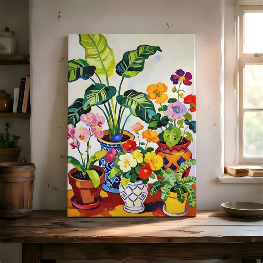 Botanical Plant Number by Paint Adult, Colorful Houseplant Acrylic Canvas Number Kits, Greenhouse Plant Wall Art Decor, Plant Lover Gift - Etsy UK