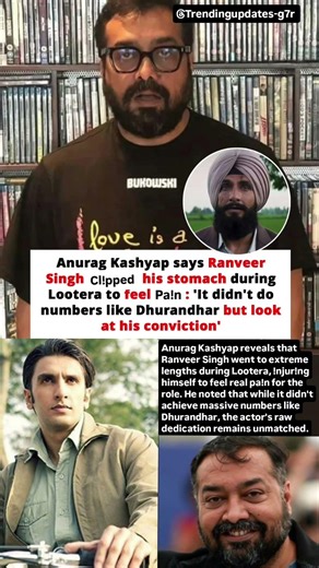 Anurag Kashyap reveals Ranveer Singh cl!pped his stomach during Lootera to feel pa!n #ranveersingh
