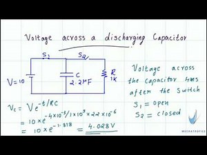Calculate voltage across a dischraging capacitor