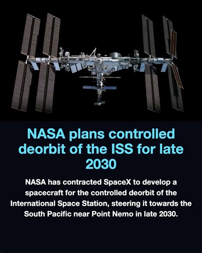 NASA plans controlled deorbit of the ISS for late 2030