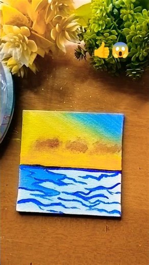 Easy Mini Canvas Painting Tutorial 😱😍 #shorts #trending #minicanvas #tutorial #fyp