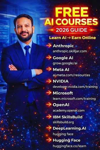 FREE Ai Courses 2026 Guide #upskillwithatif #youtubeautomation #aitools #youtubeshorts #shorts