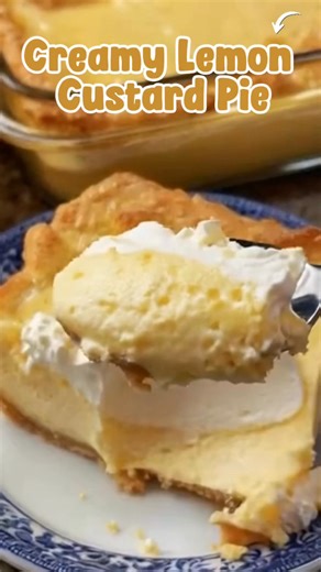Creamy Lemon Custard Pie This one tastes like sunshine in every bite. Buttery crust filled with rich lemon custard and topped with fluffy whipped cream. You whisk it smooth. You bake it once. You chill and serve. Perfect for spring gatherings, holidays, and weekend desserts. Yield Yield: 8–10 servings Ingredients For the crust • 1 unbaked 9-inch pie crust For the filling • 1 cup granulated sugar • 1/4 cup all-purpose flour • 4 large eggs • 1 1/2 cups whole milk • 1/2 cup heavy cream • 1/3 cup fr