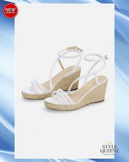 White Leather Espadrille Wedges | Jute Platform