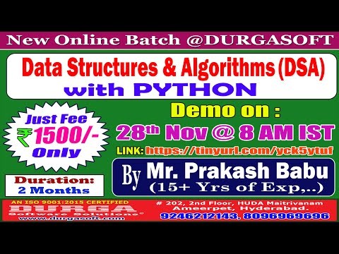 Data Structures & Algorithms with PYTHON Online Training @ DURGASOFT