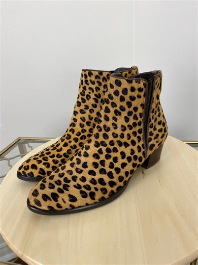 Leopard Print Ankle Boots Pony Hair Booties Animal Print Fall Boho Boots Winter Booties - Size 39 EU, 8 US - Etsy