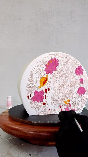 27K views · 82 reactions | Top Forward Cake 2.5 hours in 90 seconds Recently made this beautiful hand painted cake. Enjoyed making it. What do you think? . . Products used Stencil @omkraft_cakedecor Gel paints @colour.mill . . . . . #cake #cakedecorating #caketopforward #topforwardcake #handpainted #colourmill #cakedesign #cakeoftheday #cakesofinstagram #confeitaria #cakeart #lovecake #caketutorial #cakevideo #oddlysatisfying #ınstagood | Sugar Fancies by Pooja | Facebook