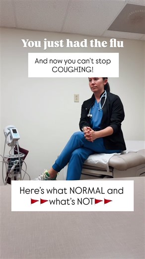 Here’s what you need to know ⬇️ But, first, follow along @madisonbrown.pac to learn tips and tricks to keep yourself in your family healthy! Everyone has had the flu and now everyone is coughing! Here is how to know if your cough is normal or something that needs further care! 🤧 Cough after the flu: what’s NORMAL ✔️ Dry or productive cough that lingers 2–4 weeks ✔️ Worse at night or with talking/laughing ✔️ Chest tightness or soreness from coughing ✔️ Clear or white mucus ✔️ Gradual improvement