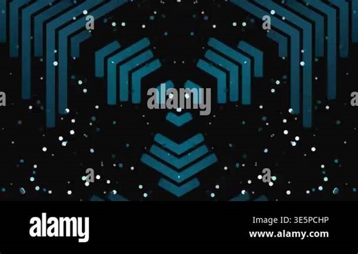 Abstract Geometric Pattern Set with Blue Chevron Shapes and Glowing Particles Stock Video Footage - Alamy