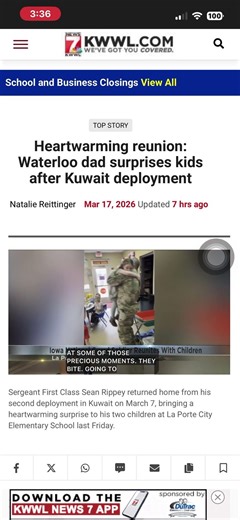 I was on @KWWLNews7 the news cast cause my dads back!!! Thank you kwwl!!!