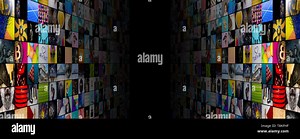 Web streaming media TV video technology and multimedia business internet communication concept: background with endless walls of screens with color ph Stock Photo - Alamy