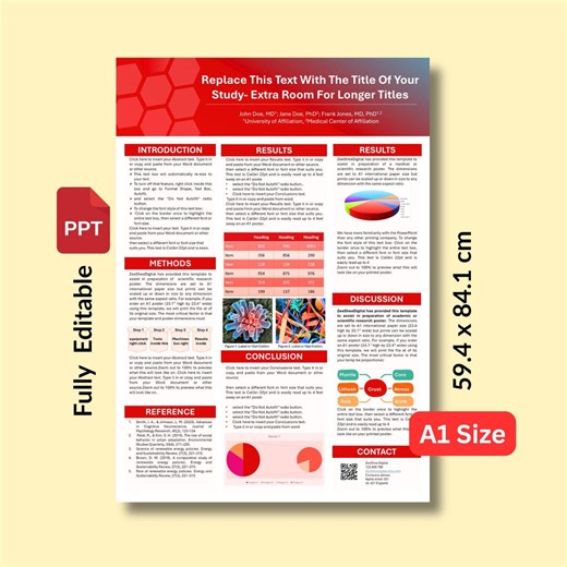 Editable Powerpoint Academic Poster Template A1 Portrait, Research Poster Layout | Scientific Conference Poster Presentation - Etsy Canada