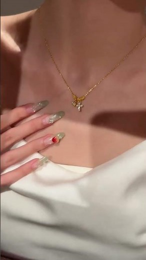 Gold Charm Necklace with Cross & Crystal | Elegant Faith-Inspired Jewelry ✨💛