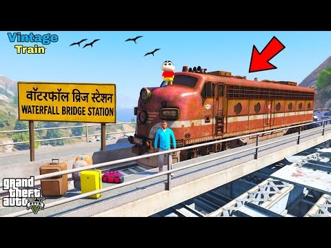 Franklin And Shinchan Start A Road Trip With Vintage Old Train or Adventure In Waterfall In GTA V