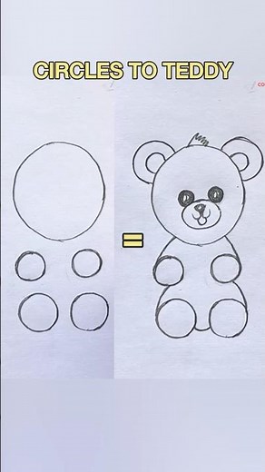 Learn To Draw A Teddy Using Simple Circles 🧸✏️#shorts #easydrawing #teddy