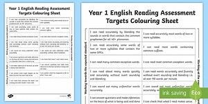 2014 KS1 English Curriculum - Year 1 English Reading Targets