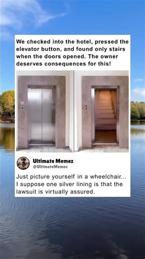 This Hotel Elevator Opens To Stairs And The Lawsuit Writes Itself #hotel #fail