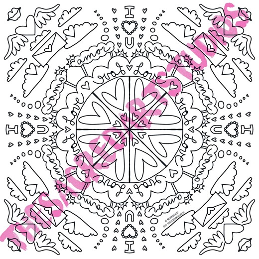 Love Letters Digital Coloring Page | Instant Download | Printable Art for All Ages - Etsy