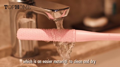 TOPHOME 4 Pack Toe Cleaning Brush,Silicone Foot Scrubber for Shower with 15.7" Long Handle Soft Cleaning Bath Brush Feet Cleaner Scrub Foot Care for Seniors,Elderly, Men and Women (Grey+Pink)