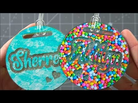 How to make Luggage Tags with Acyrlic blanks. Adding an offset to name, Printed Vinyl and Glitter
