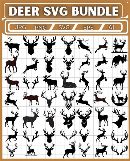 Deer SVG Bundle: Forest Silhouette,clip Art(digital Download) - Etsy
