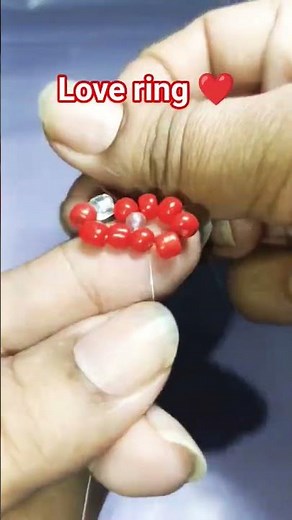 💥 How to Make a Love Ring with Seed Beads 💖 | Easy Beaded Ring Tutorial #shorts #lovering #seedbeads