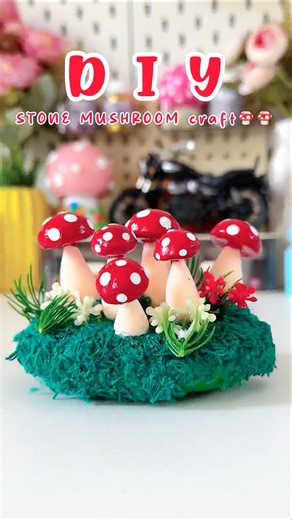 DIY Stone Mushroom Craft🍄🍄#shorts #viralshort #reuse #diy #handmade #crafting #trending