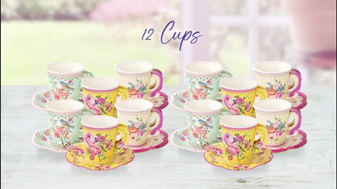 Talking Tables Vintage Tea Party Supplies | Floral Paper Plates, Napkins, Tea Cups and Saucer Sets | Great for Tea Parties, Weddings, Bridal and Baby Showers and Birthday Parties