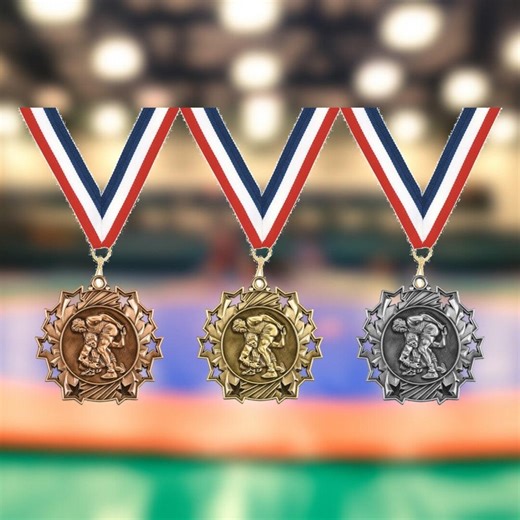 Custom Wrestling Medals, Gold Silver Bronze, Award With Neck Ribbon, Personalized Wrestling Awards, Wrestler Medal - Etsy