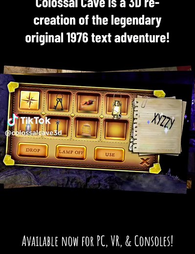 Check out colossal cave, an immersive 3-D adventure based on the original 1976 text adventure! #indiegames #videogames #adventuregames #robertawilliams
