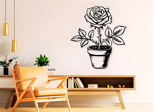 Potted Flower SVG DXF PNG Files Rose Vector Art Cut for Cnc Plasma Laser Cricut - Etsy
