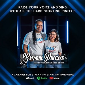 6.6K views · 66 reactions | Global Pinoys, raise your voice and sing along with GMA Pinoy TV's newest theme song! Stream 'Global Pinoys' performed by Jessica Villarubin and Garrett Bolden starting February 2 on Spotify, Apple Music, YouTube Music, and other digital platforms worldwide! Pre-save it now by clicking this link: https://bfan.link/global-pinoys | GMA Pinoy TV | Facebook